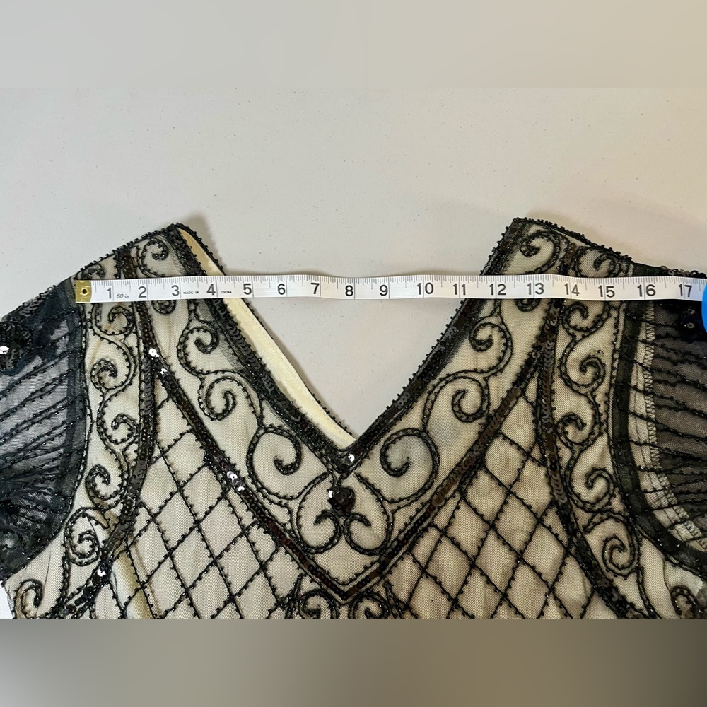 Fundaisy Elegant Black beaded and Cream cocktail, party Dress, size XL - Picture 14 of 16